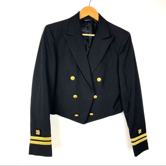 Vintage Jackets & Blazers - Black Blazer Gold Buttons & Detail Women Small to Medium